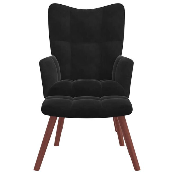 vidaXL Relaxing Chair with a Stool Black Velvet