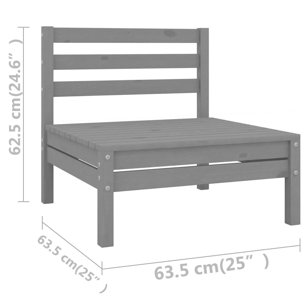 vidaXL 7 Piece Garden Lounge Set Grey Solid Wood Pine