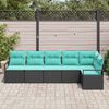 vidaXL Garden Sofa Set 6 pcs Black and Turquoise Poly Rattan