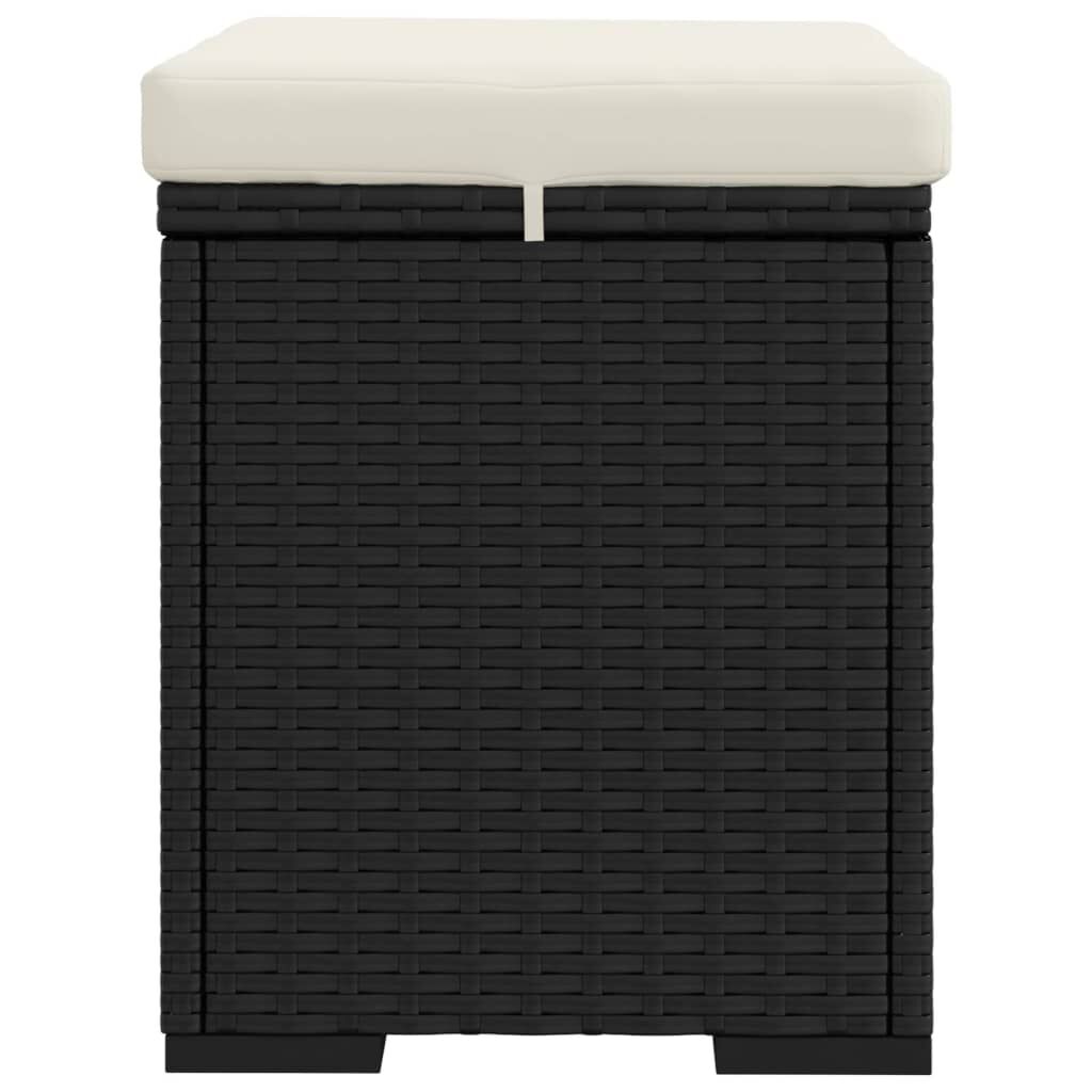 vidaXL Ottoman with Cushion Black 40x30x40 cm Poly Rattan