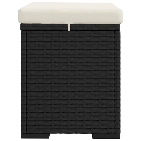 vidaXL Ottoman with Cushion Black 40x30x40 cm Poly Rattan