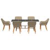 vidaXL Garden Dining Set with Cushion 7 pcs Beige Poly Rattan