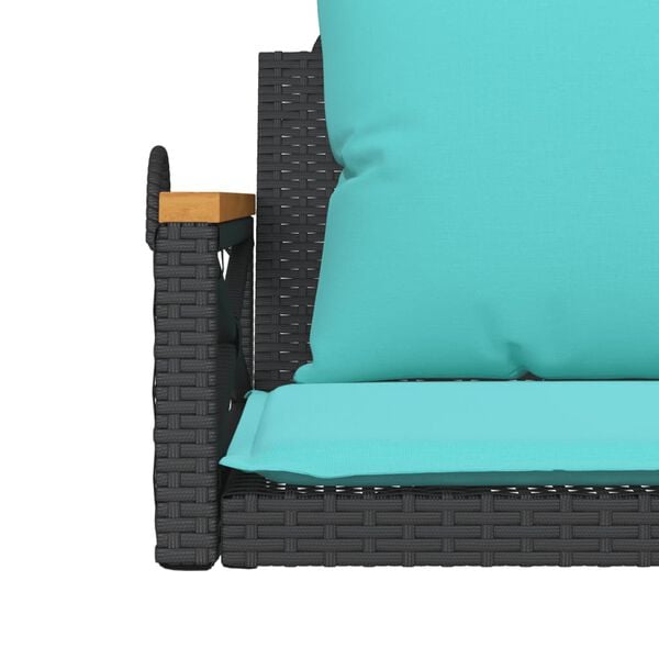 vidaXL Swing Bench with Cushions Black 63x62x40 cm Poly Rattan