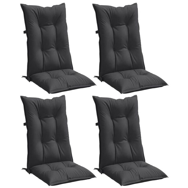 vidaXL Highback Chair Cushions 4 pcs Melange Anthracite 120x50x7 cm Fabric