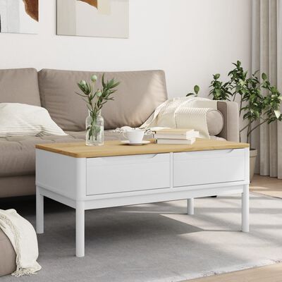 vidaXL Coffee Table FLORO White 99x55.5x45 cm Solid Pine Wood