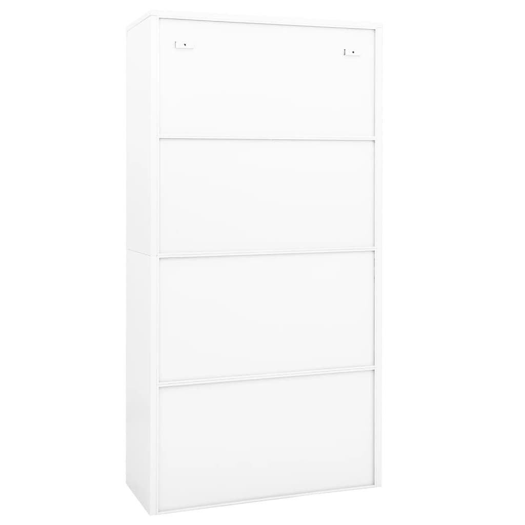 vidaXL Office Cabinet White 90x40x180 cm Steel and Tempered Glass