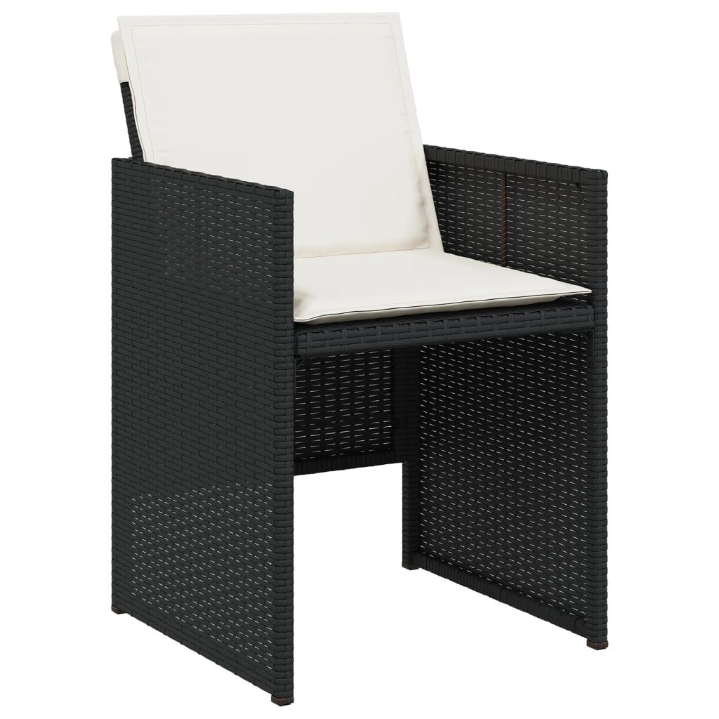vidaXL 5 Piece Garden Dining Set with Cushions Black Poly Rattan