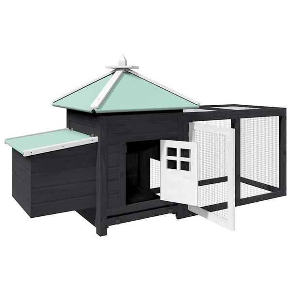 vidaXL Chicken Coop with Nest Box Grey 190x72x102 cm Solid Firwood