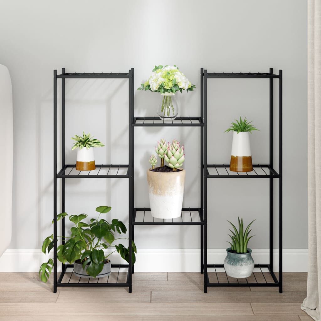 vidaXL Flower Stand 83x25x80 cm Black Iron