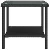 vidaXL Side Table Black 45x45x45 cm Poly Rattan and Tempered Glass