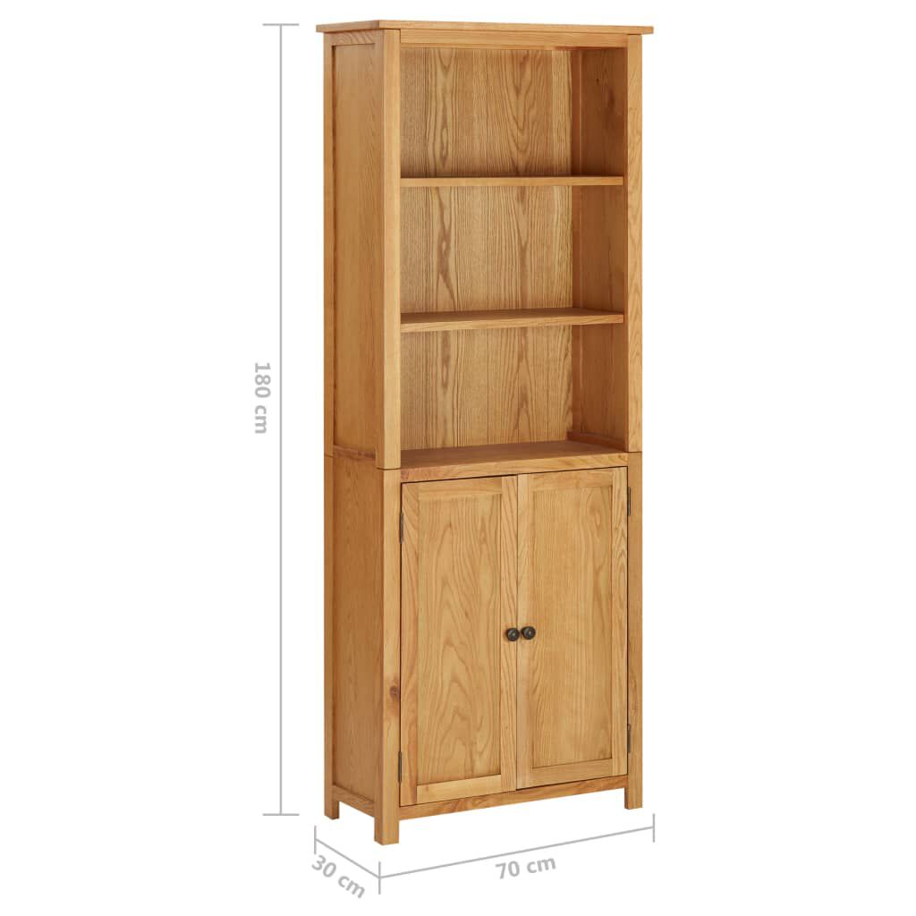 vidaXL Bookcase with 2 Doors 70x30x180 cm Solid Oak Wood