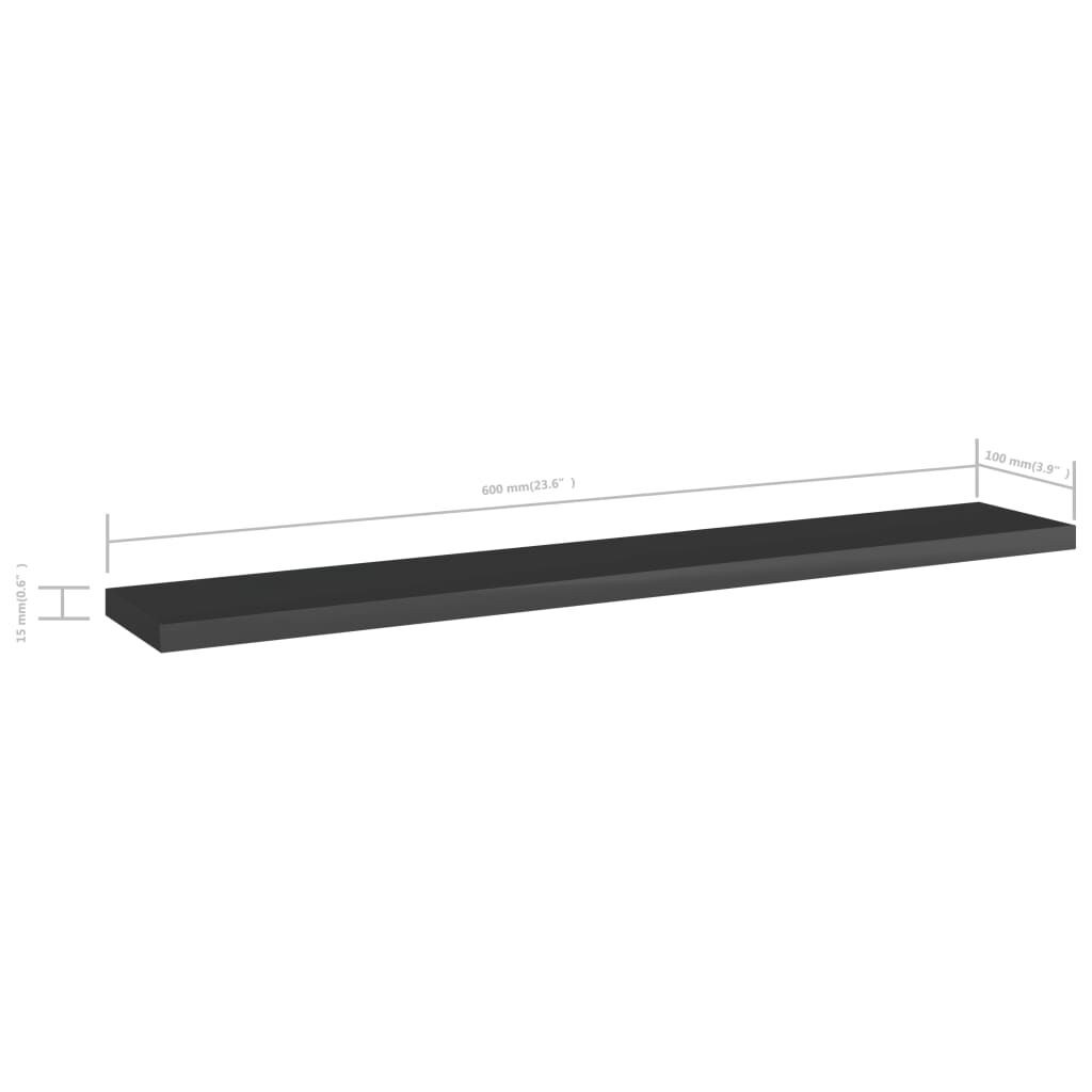 vidaXL Bookshelf Boards 4 pcs High Gloss Black 60x10x1.5 cm Engineered Wood