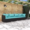 vidaXL 4 Piece Garden Lounge Set with Cushions Poly Rattan Black