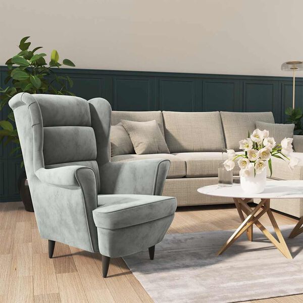vidaXL Armchair Light Grey Velvet