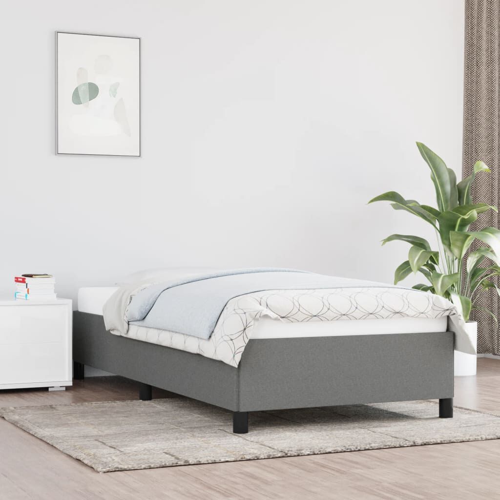 vidaXL Bed Frame without Mattress Dark Grey 100x203 cm Twin XL Fabric