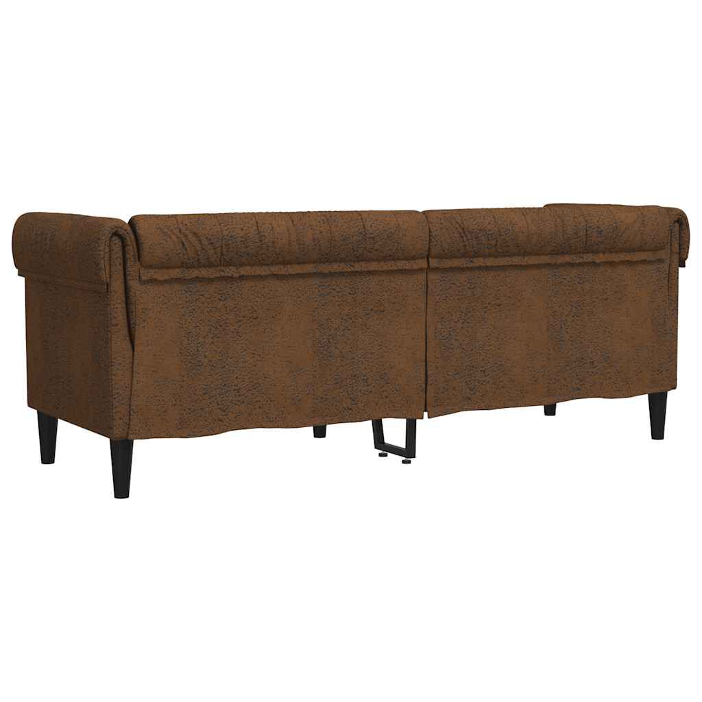 vidaXL Chesterfield Sofa 3-Seater Brown Fabric