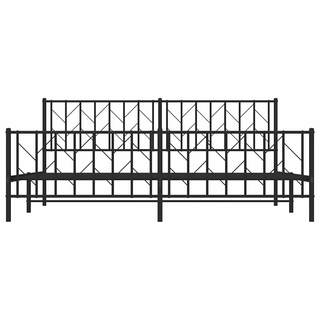 vidaXL Metal Bed Frame without Mattress with Footboard Black 193x203cm