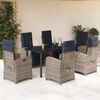 vidaXL 7 Piece Garden Dining Set with Cushions Grey Poly Rattan