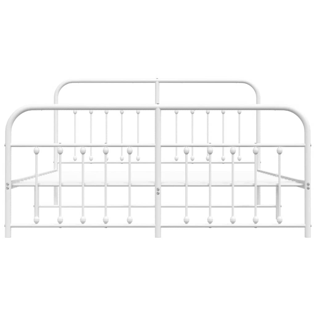 vidaXL Metal Bed Frame without Mattress with Footboard White 183x213cm