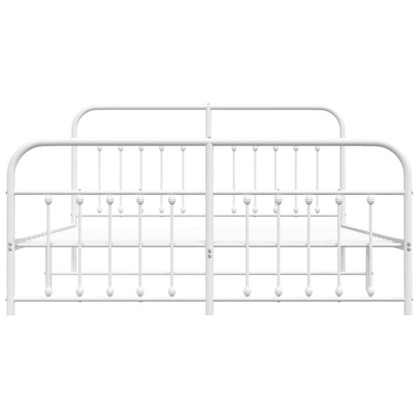 vidaXL Metal Bed Frame without Mattress with Footboard White 183x213cm