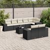 vidaXL 9 Piece Garden Sofa Set with Cushions Black Poly Rattan