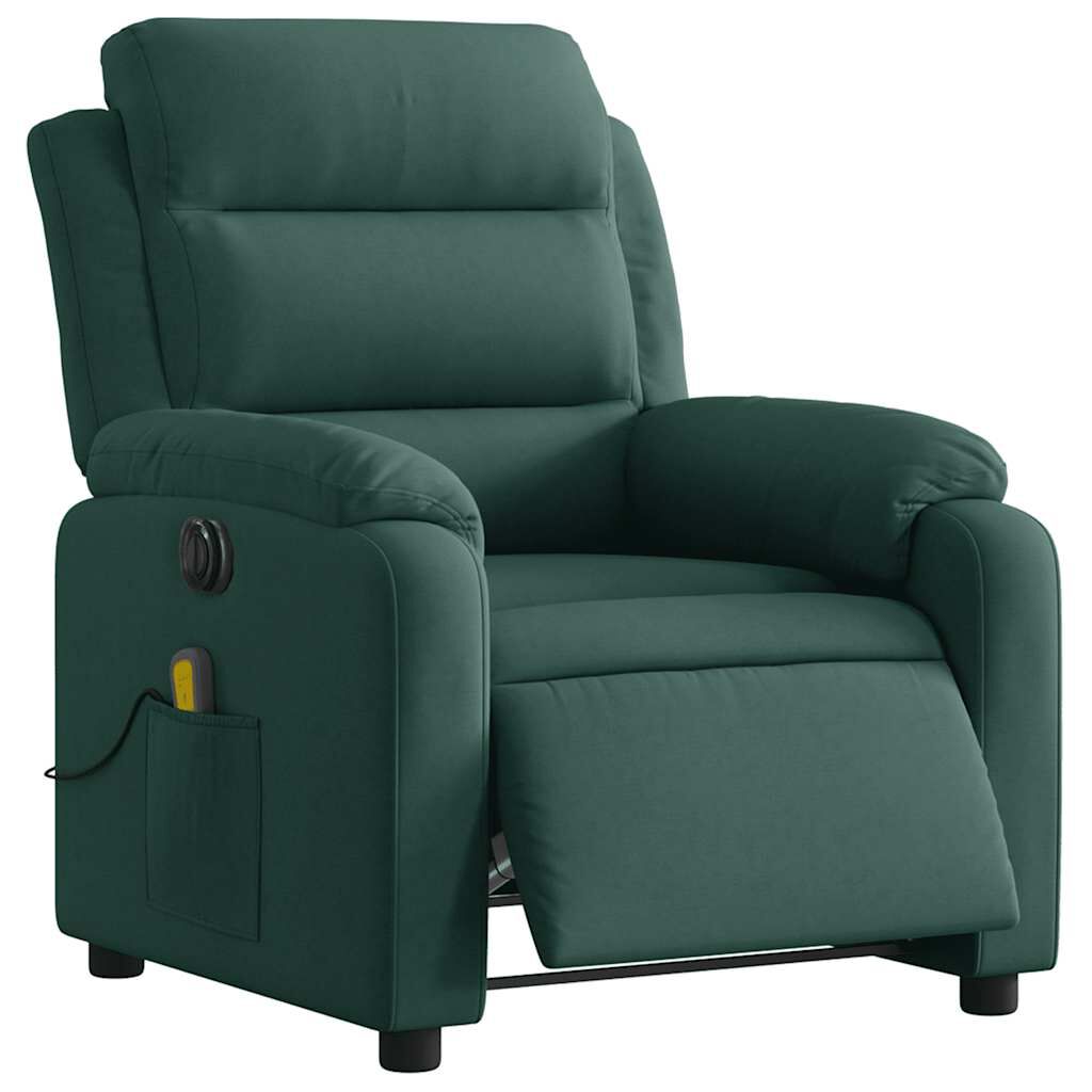 vidaXL Electric Massage Recliner Chair Dark Green Velvet