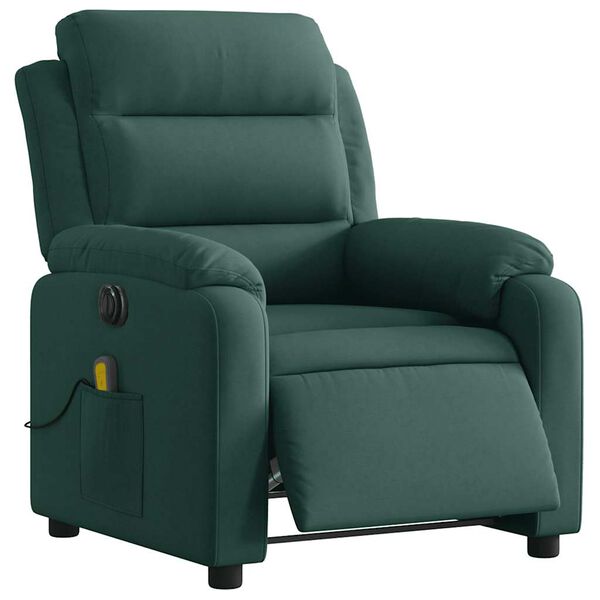 vidaXL Electric Massage Recliner Chair Dark Green Velvet