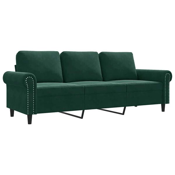 vidaXL 3-Seater Sofa Dark Green 180 cm Velvet