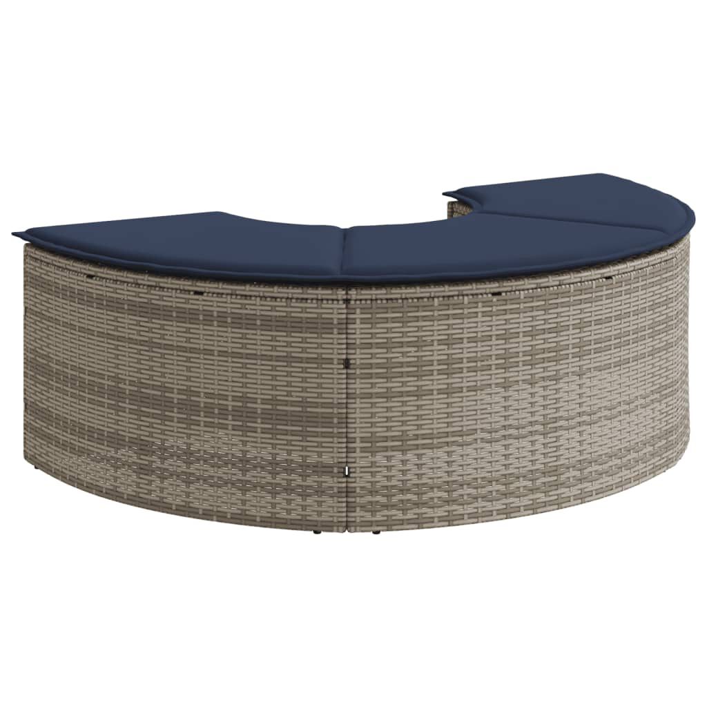 vidaXL Garden Footstool with Cushion Grey Poly Rattan