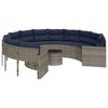 vidaXL Garden Sofa with Table and Cushions Round Grey Poly Rattan