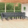 vidaXL 7 Piece Garden Lounge Set Black and Grey Poly Rattan