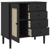 vidaXL Sideboard SENJA Rattan Look Black 80x40x80 cm Solid Wood Pine