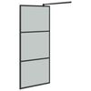 vidaXL Walk-in Shower Wall with Shelf Black 100x195 cm ESG Glass&Aluminium