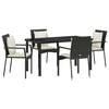 vidaXL Garden Dining Set with Cushion 5 pcs Black Poly Rattan