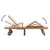 vidaXL Sun Lounger with Cushion Solid Teak Wood Cream
