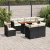 vidaXL 9 Piece Garden Sofa Set with Cushions Black Poly Rattan