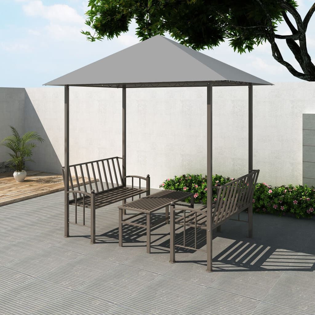 vidaXL Garden Pavilion with Table and Benches 2.5x1.5x2.4 m Anthracite