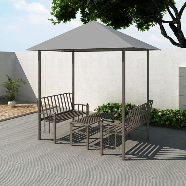 vidaXL Garden Pavilion with Table and Benches 2.5x1.5x2.4 m Anthracite