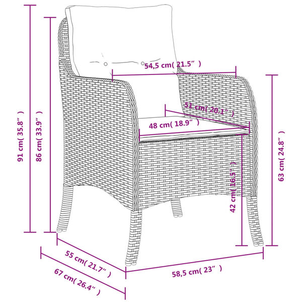 vidaXL Garden Chairs with Cushions 2 pcs Beige Poly Rattan
