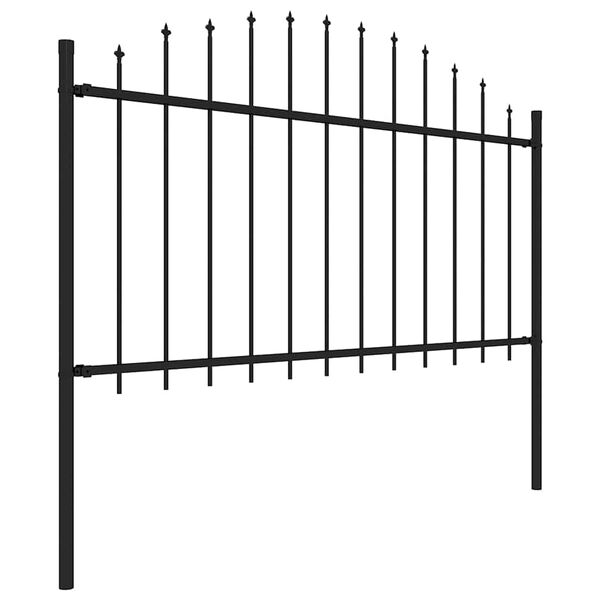 vidaXL Garden Fence with Spear Top Steel 537x150 cm Black