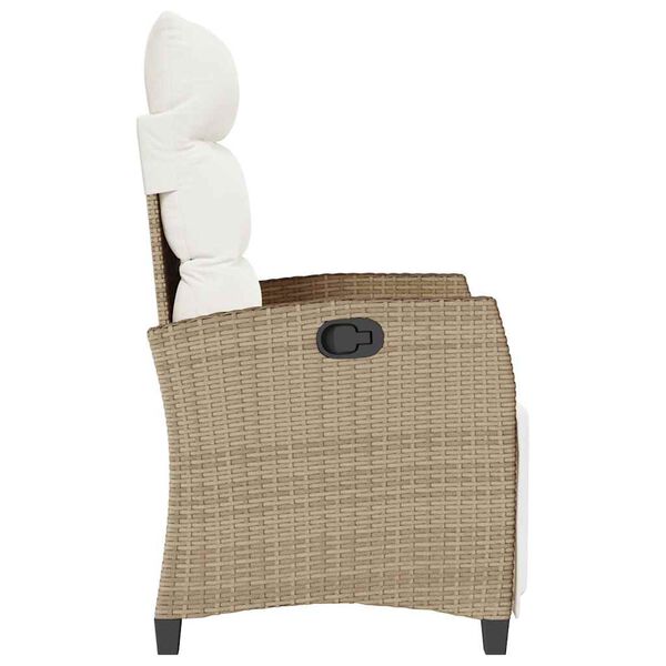 vidaXL Reclining Garden Chair with Side Table Beige Poly Rattan