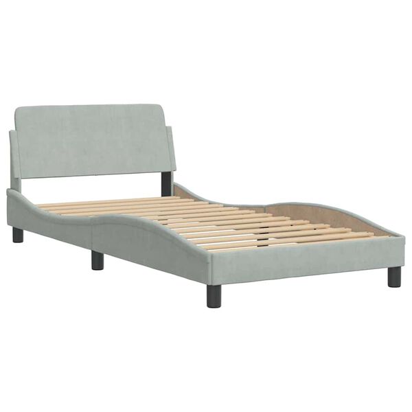 vidaXL Bed Frame without Mattress "Hanko" Light Grey 100x190 cm Velvet