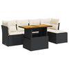 vidaXL 6 Piece Garden Sofa Set with Cushions Black Poly Rattan