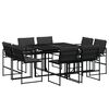 vidaXL 9 Piece Garden Dining Set with Cushions Black Textilene