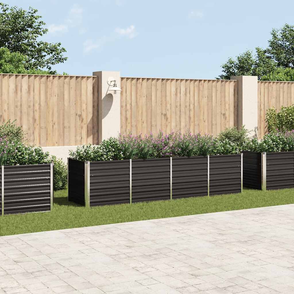 vidaXL Garden Raised Bed Anthracite 320x80x77 cm Galvanised Steel