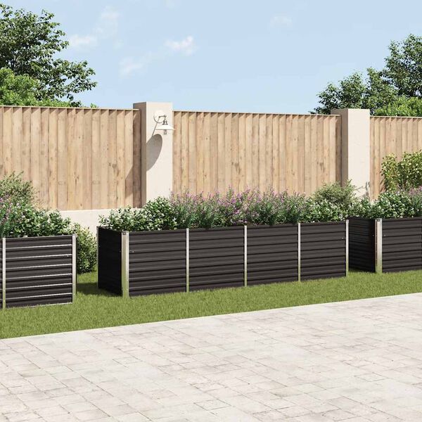 vidaXL Garden Raised Bed Anthracite 320x80x77 cm Galvanised Steel