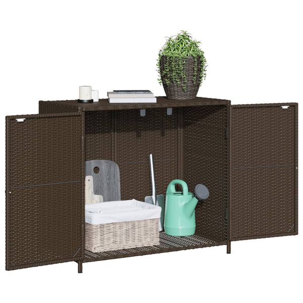 vidaXL Garden Storage Cabinet Brown 83x45x76 cm Poly Rattan