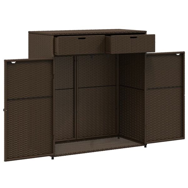 vidaXL Garden Storage Cabinet Brown 105x55x113 cm Poly Rattan