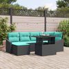 vidaXL Sofa Set with Cushion 7 pcs Black and Blue Poly rattan