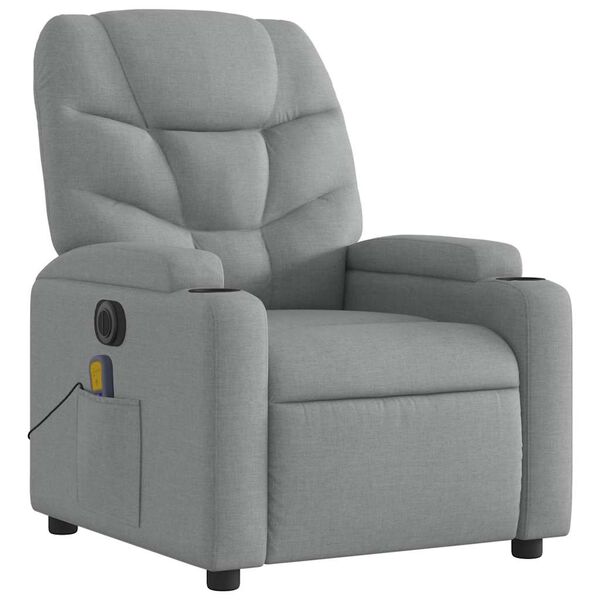 vidaXL Electric Massage Recliner Chair Light Grey Fabric